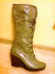 NOWE Buty-Kozaki na KOTURNIE 40 Natural skóra-100% BEŻOWY 1Klasa Gw.6m