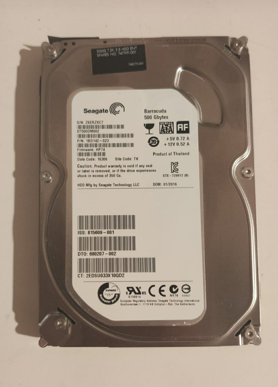 Disco HDD Interno Seagate 3.5 Barracuda 500GB