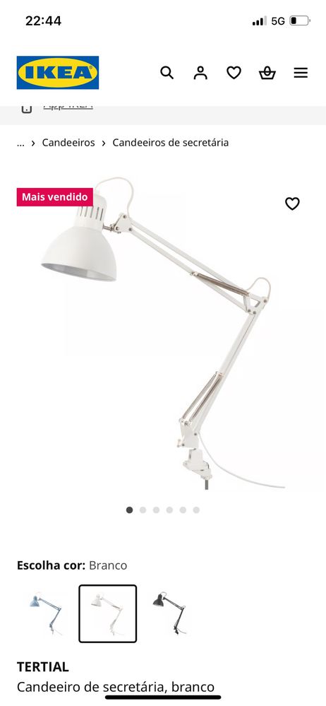 TERTIAL Candeeiro de secretária, branco