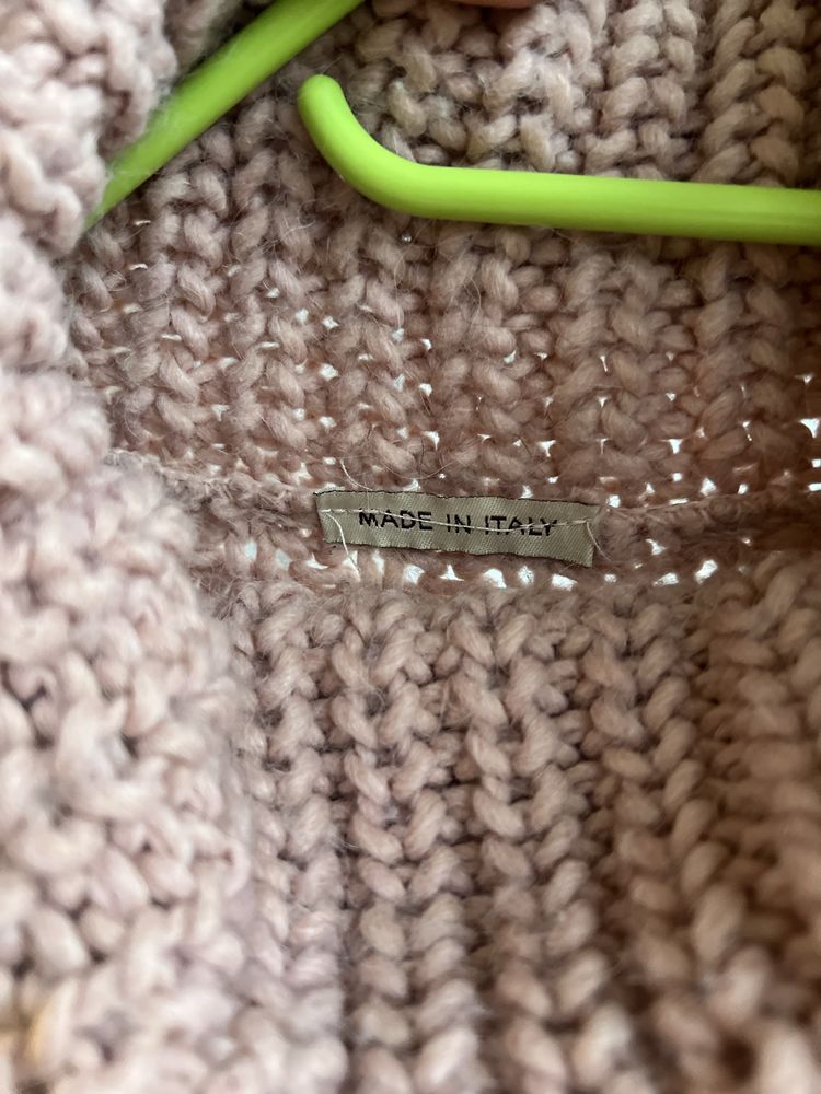Sweter gruby z golfem, pudrowy róż, One size - pasuje na S-L