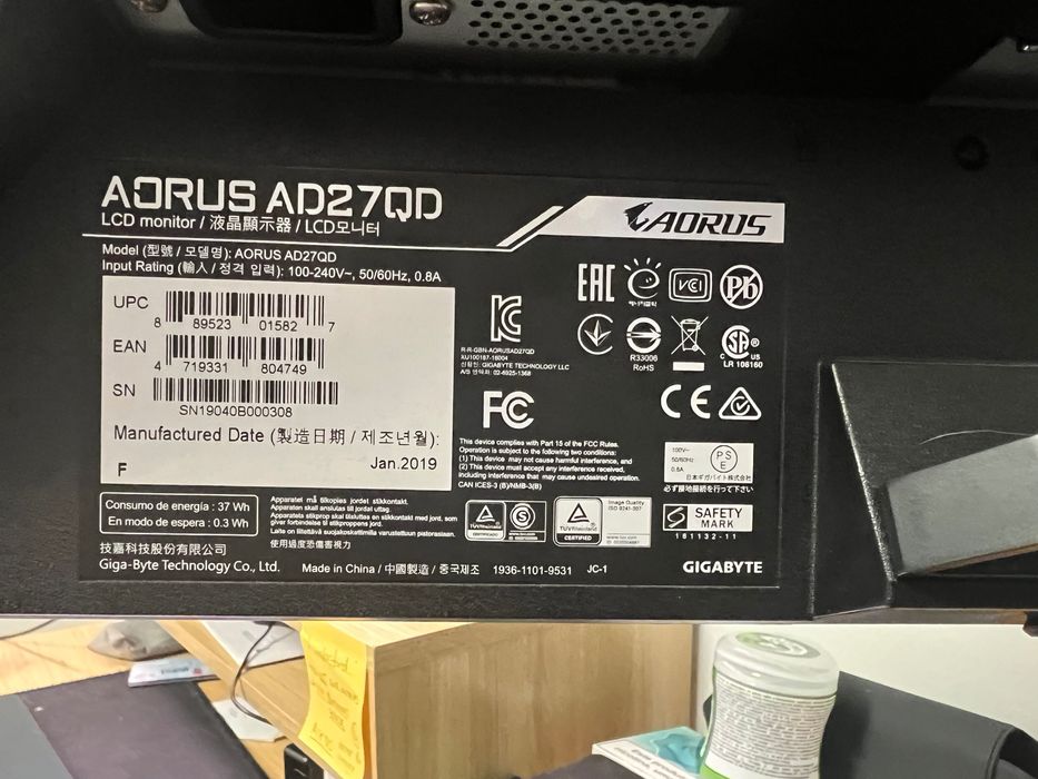 Monitor Gaming AORUS 27”