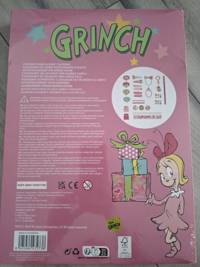 Kalendarz adwentowy Grinch z akcesoriami