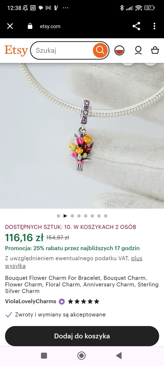 Charms bukiet kwiatów zawieszka beads tulipany