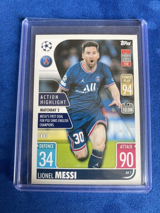 Carta Lionel Messi Action Highlight Messi First Goal for PSG Topps