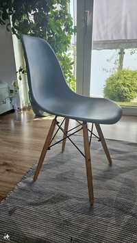 Krzesło skandynawskie, drewniane nogi, turkusowe/morskie homla
