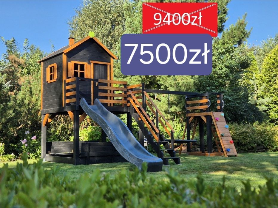 Plac zabaw dla dzieci- domek z wieżą i huśtawkami PRODUCENT