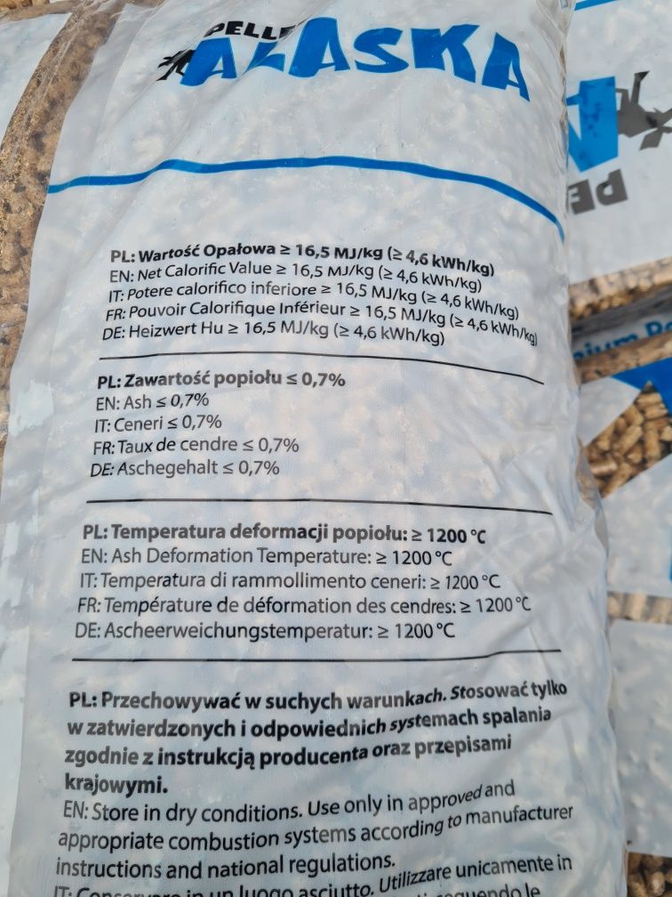 Pellet Alaska EN plus A1 z certyfikatem (robin igła rezult lava Gold