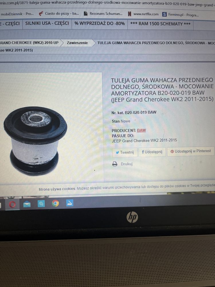 Tuleje wahacza jeep grand cheerokee wk2 durango