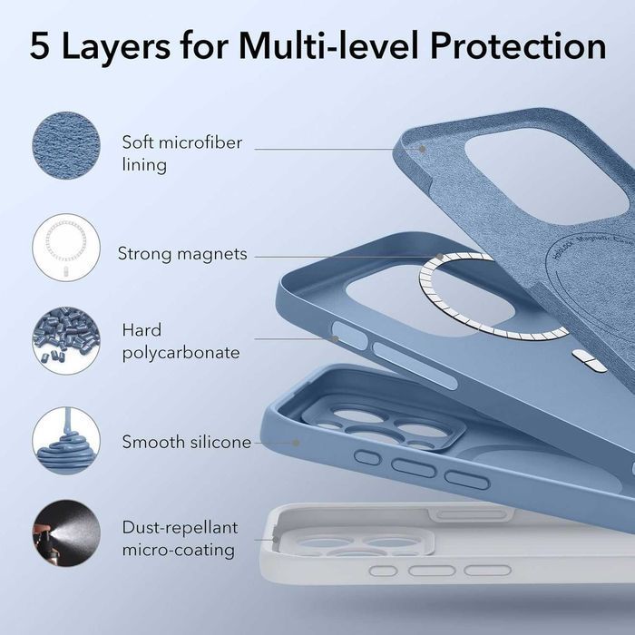 ESR HaloLock soft case etui MagSafe iPhone 15 PRO niebieskie