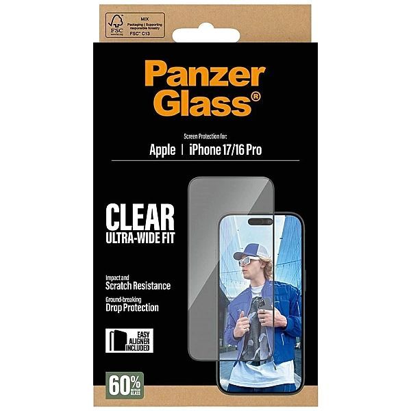 Szkło hartowane PanzerGlass Ultra-Wide Fit EasyAligner na iPhone 17 /