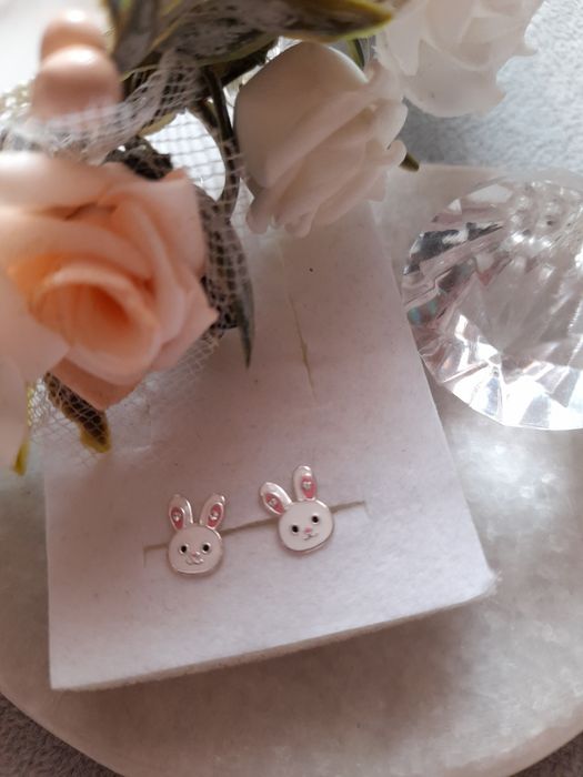 Królik kolczyki srebro 925 sztyft