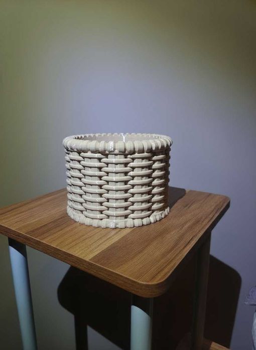 Dekoracyjna doniczka koszyk - ratan - wydruk 3D, 9x10cm