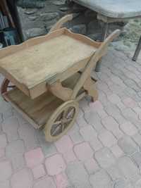 (stary) wózek deserowy, wózek barowy z drewna