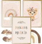 PLAKATY 3szt A4 HAKUNA MATATA dla dzieci do pokoju KRÓL LEW 850
