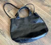 Czarna, skórzana torba / torebka Vera Pelle, włoska