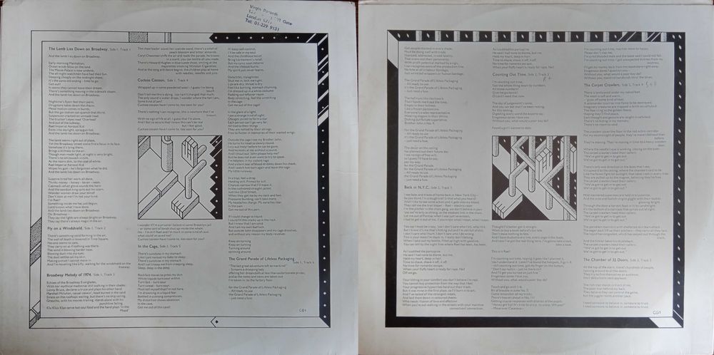 Genesis	- - - - -	The Lamb Lies Down On Broadway	- - - - -	2 X LP