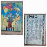 Kalendarz vintage 1980 trójwymiarowy 3D karta obrazek PRL