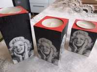 świeczniki z Marilyn Monroe tealight drewniane