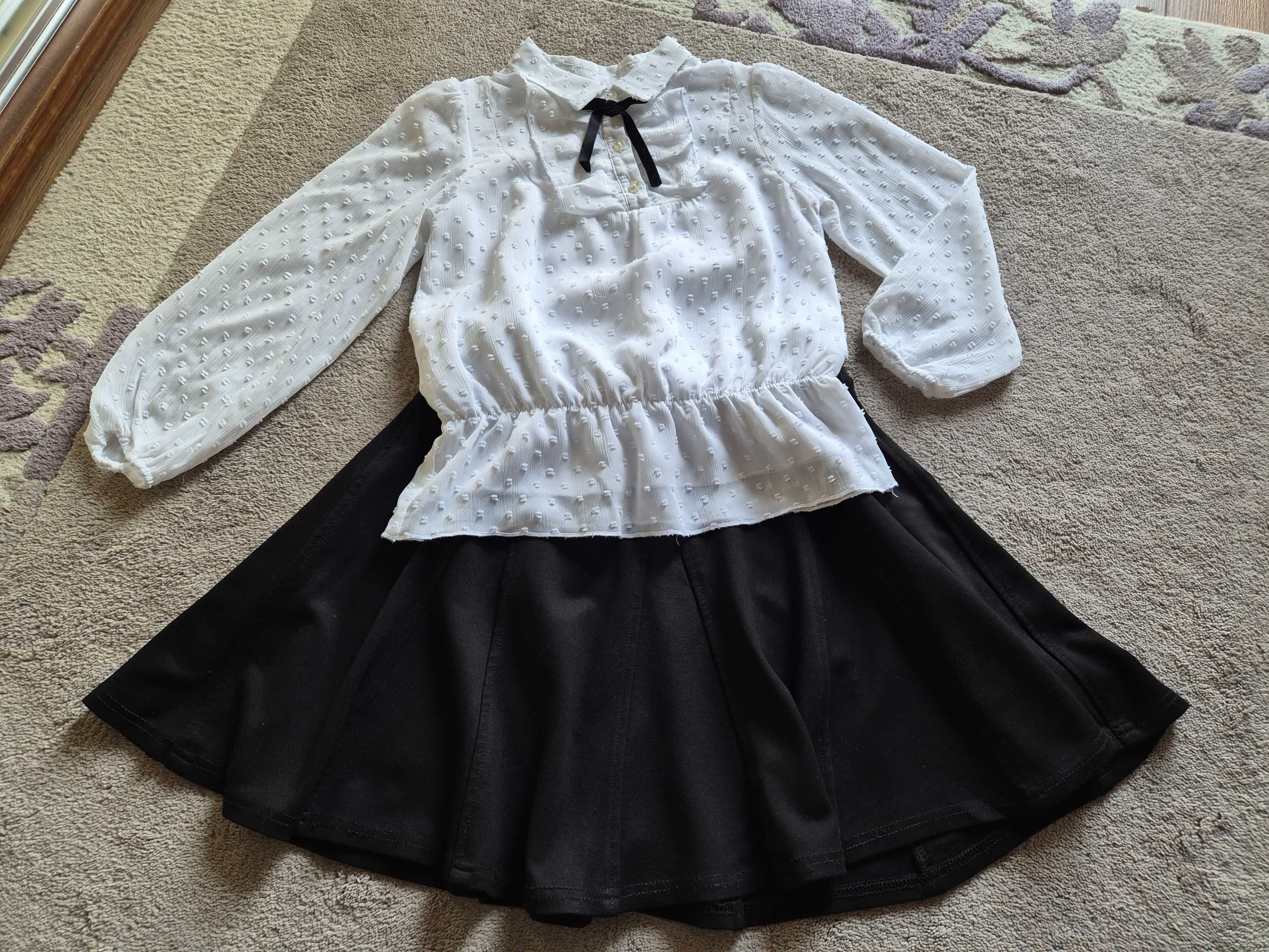 Strój galowy biała bluzka, czarna spódnica, Reserved 134