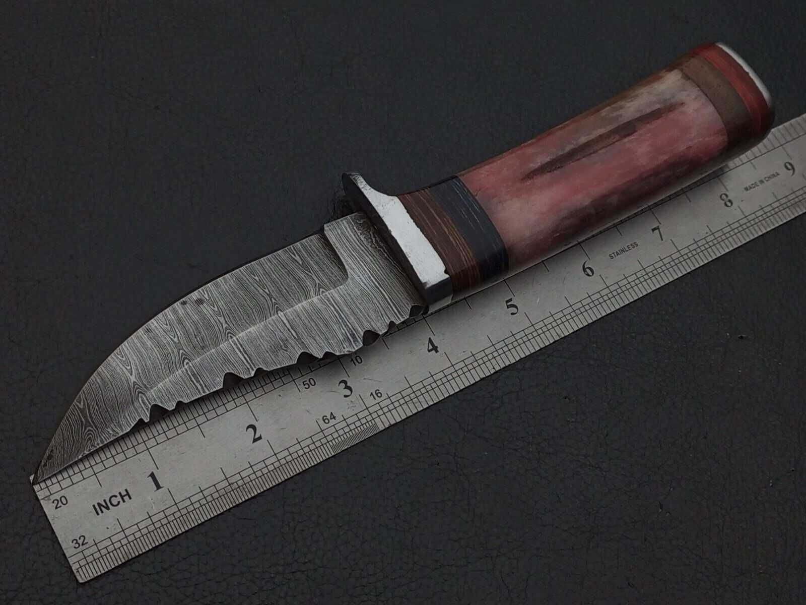 DAMAST nóż myśliwski BOWIE stal damasceńska 21cm. FINKA bushcraft