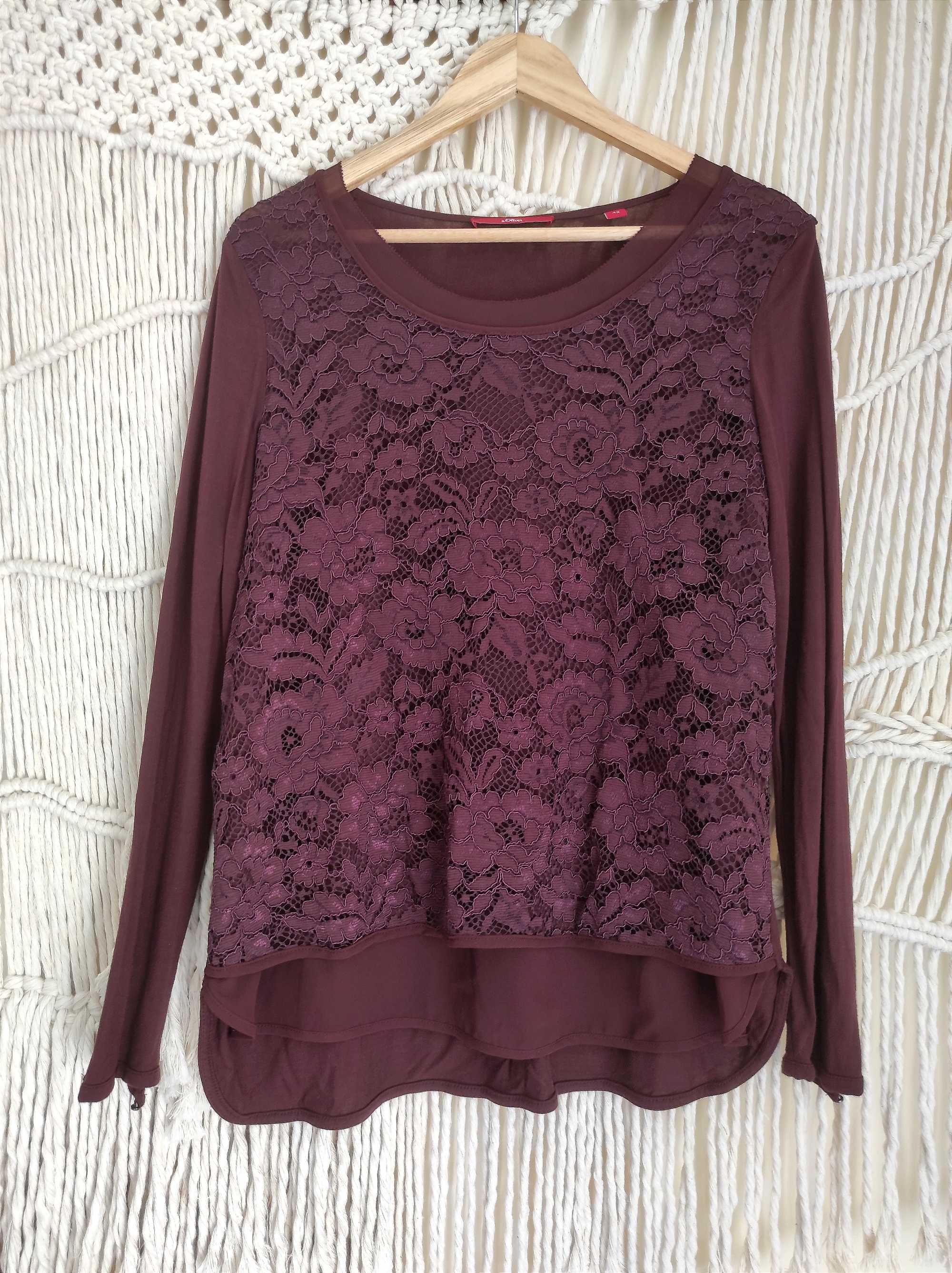 Blusa bordô com frente em renda