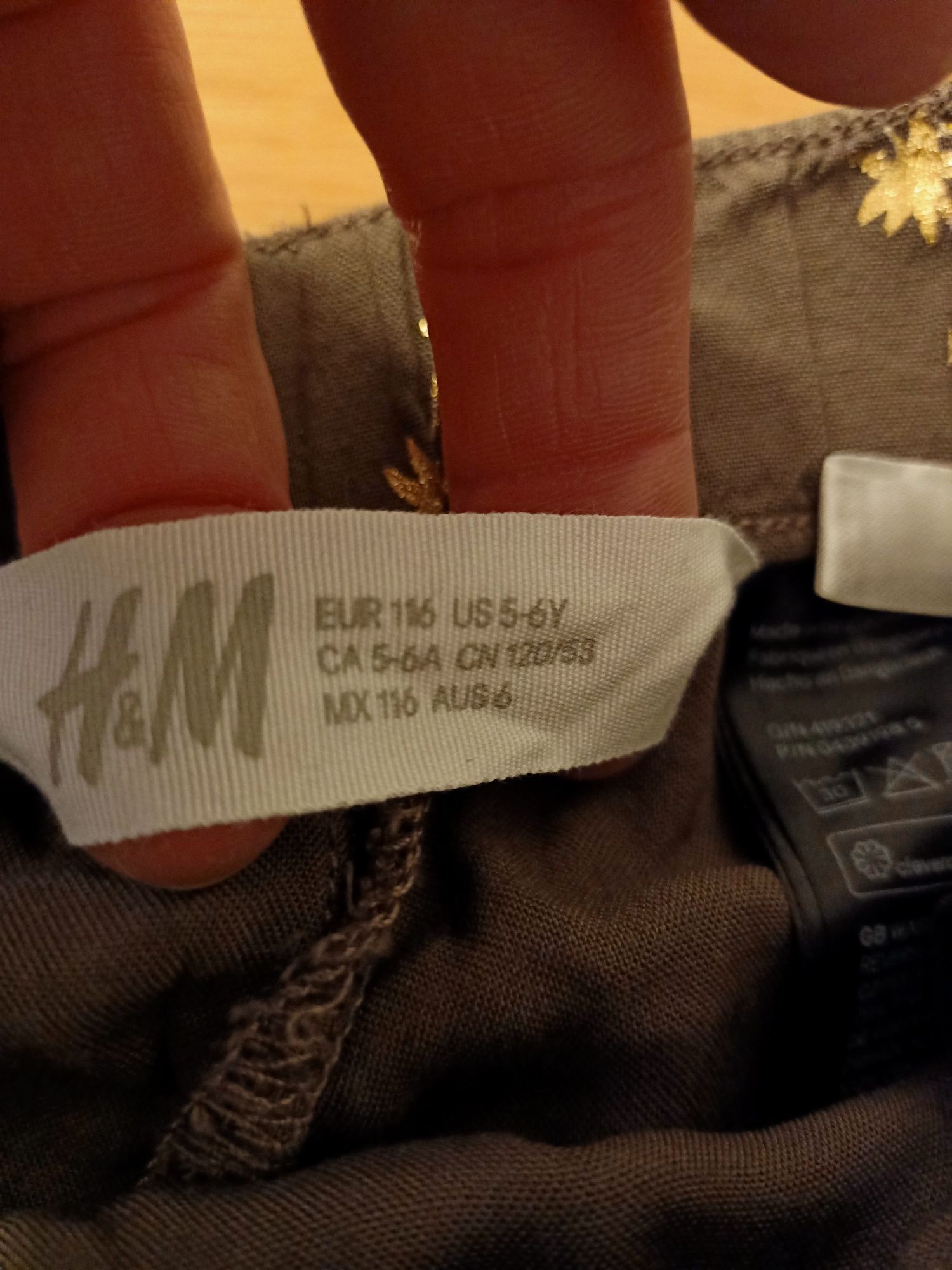 Spodnie haremki h&m r 116 khaki złote flaming ananas super stan!