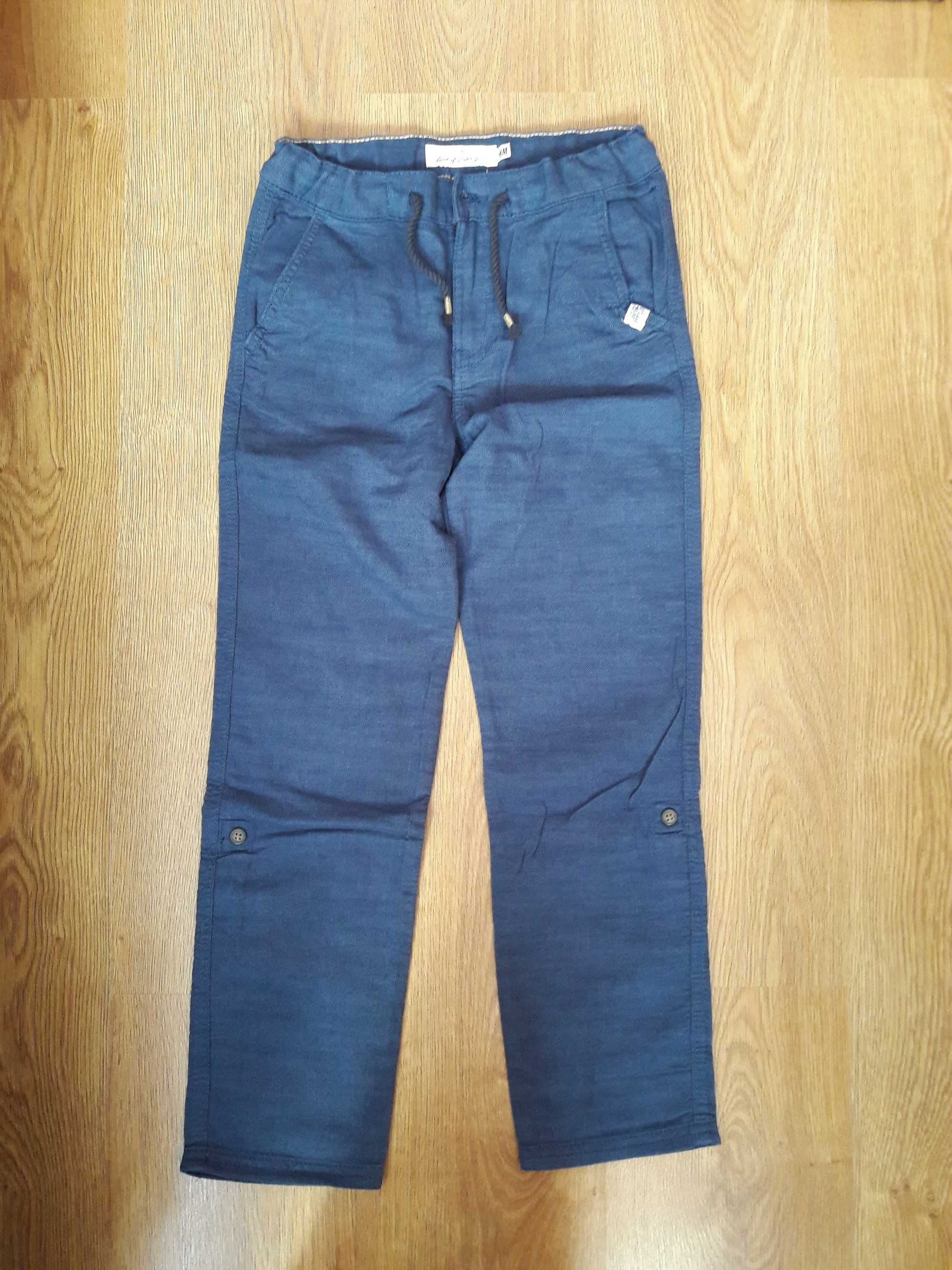 H&M - nowe niebieskie spodnie Straight Fit r.140