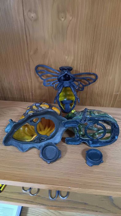 Conjunto de 3 lanternas de velas em ferro e vidro