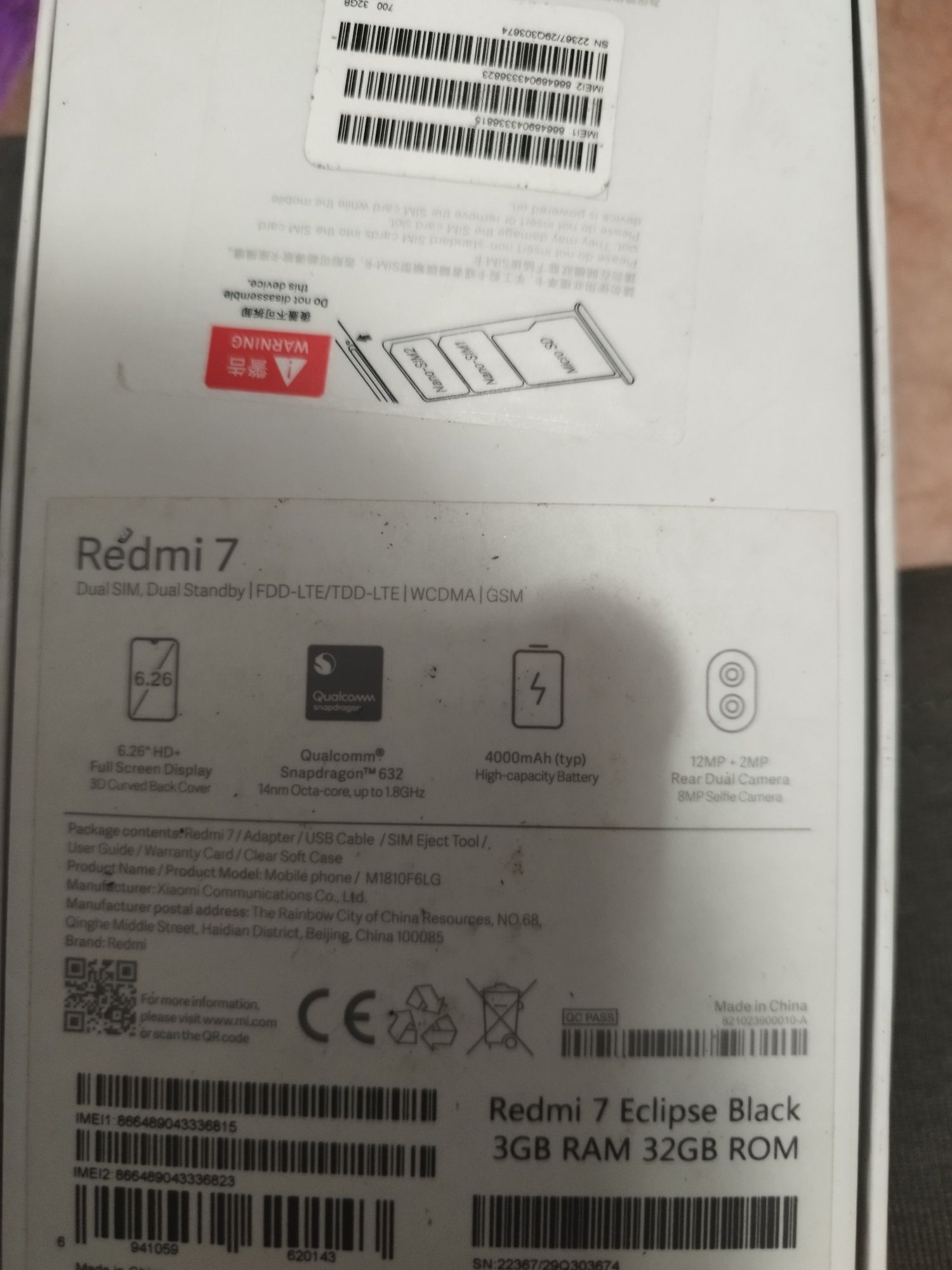 Redmi 7 Black 3 32gb під відновлення або  на запчастини