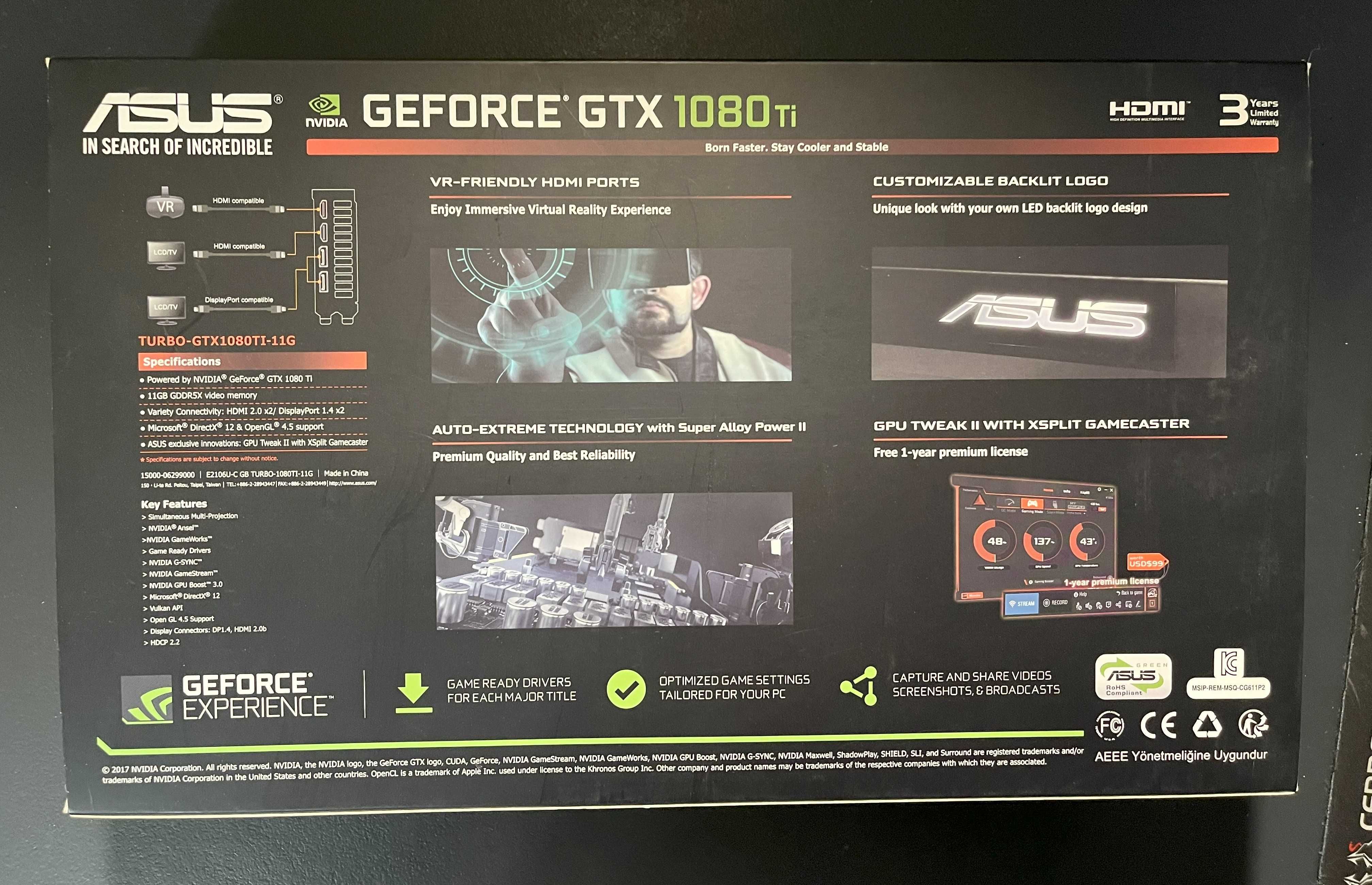 Відеокарта Asus PCI-Ex GeForce GTX 1080 Ti Turbo 11GB