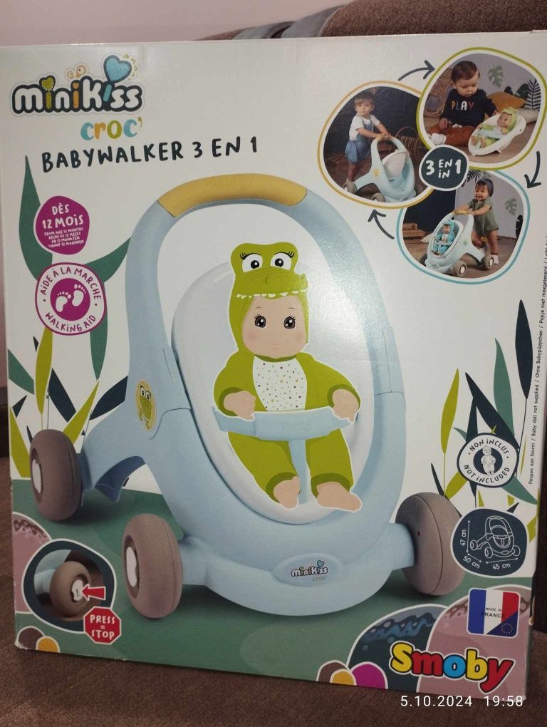 Chodzik Pchacz Wózek MiniKiss 3w1 Smoby stan jak nowy.