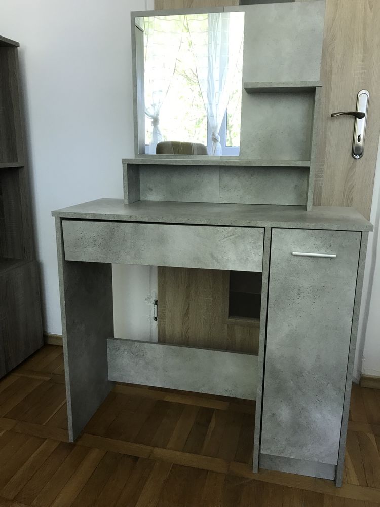 VidaXL Toaletka z lustrem betonowa szarość