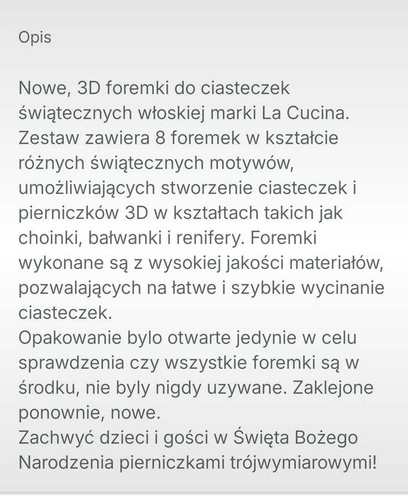 Foremki świąteczne 3d trójwymiarowe pierniki ciastka święta pieczenie