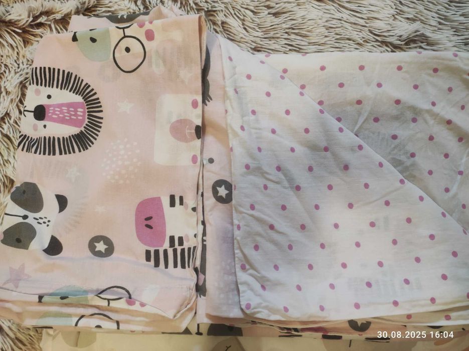 Komplet pościel, kołdra i poduszka, prześcieradło z gumką na 60x120