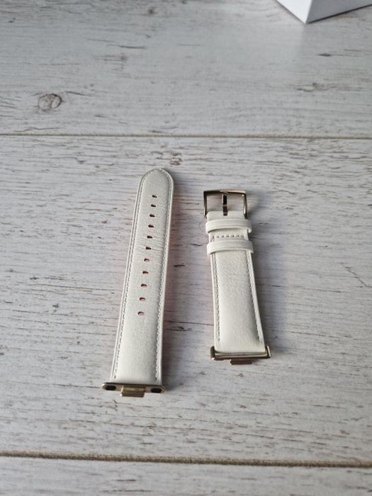 Skórzany pasek do huawei watch fit 3 beżowy biały