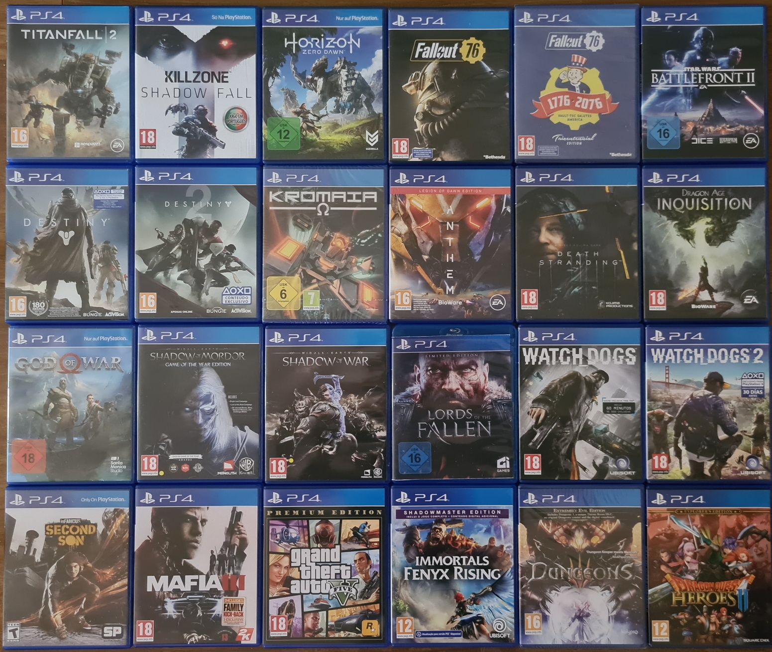 PS4 Fallout,God of War,watchdogs,Imortals Fenyx Rising,Dungeons