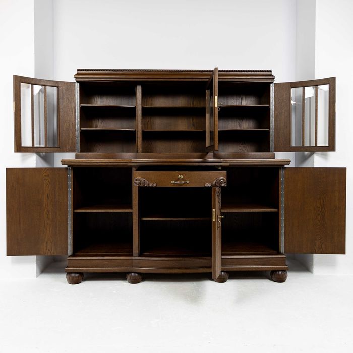 Stylowa jadalnia antyki kredens komoda okrągły stół 6 krzesła komplet