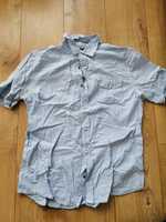 6. Koszula Pull&Bear niebieska męska XL jasna z krótkim rękawem