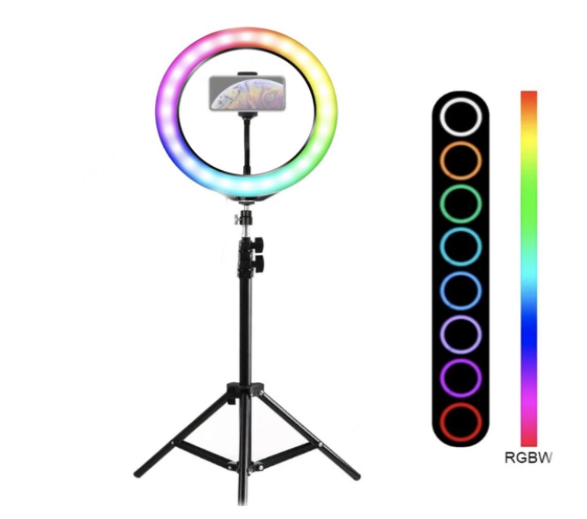 Кольцевая лампа RGB 26 см со штативом 2 м трипод набор для блогера