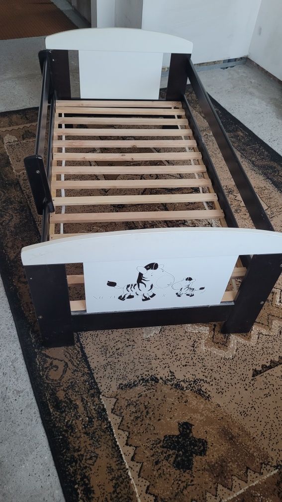Łóżko łóżeczko ecru czarne 160x80 drewniane