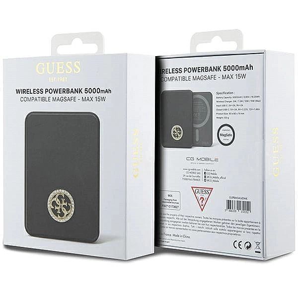 Powerbank indukcyjny Guess MagSafe 4G Strassed Metal Logo 15W 5000mAh