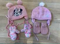 zestaw czapka zimowa rękawiczki 86 hello kitty mini mouse