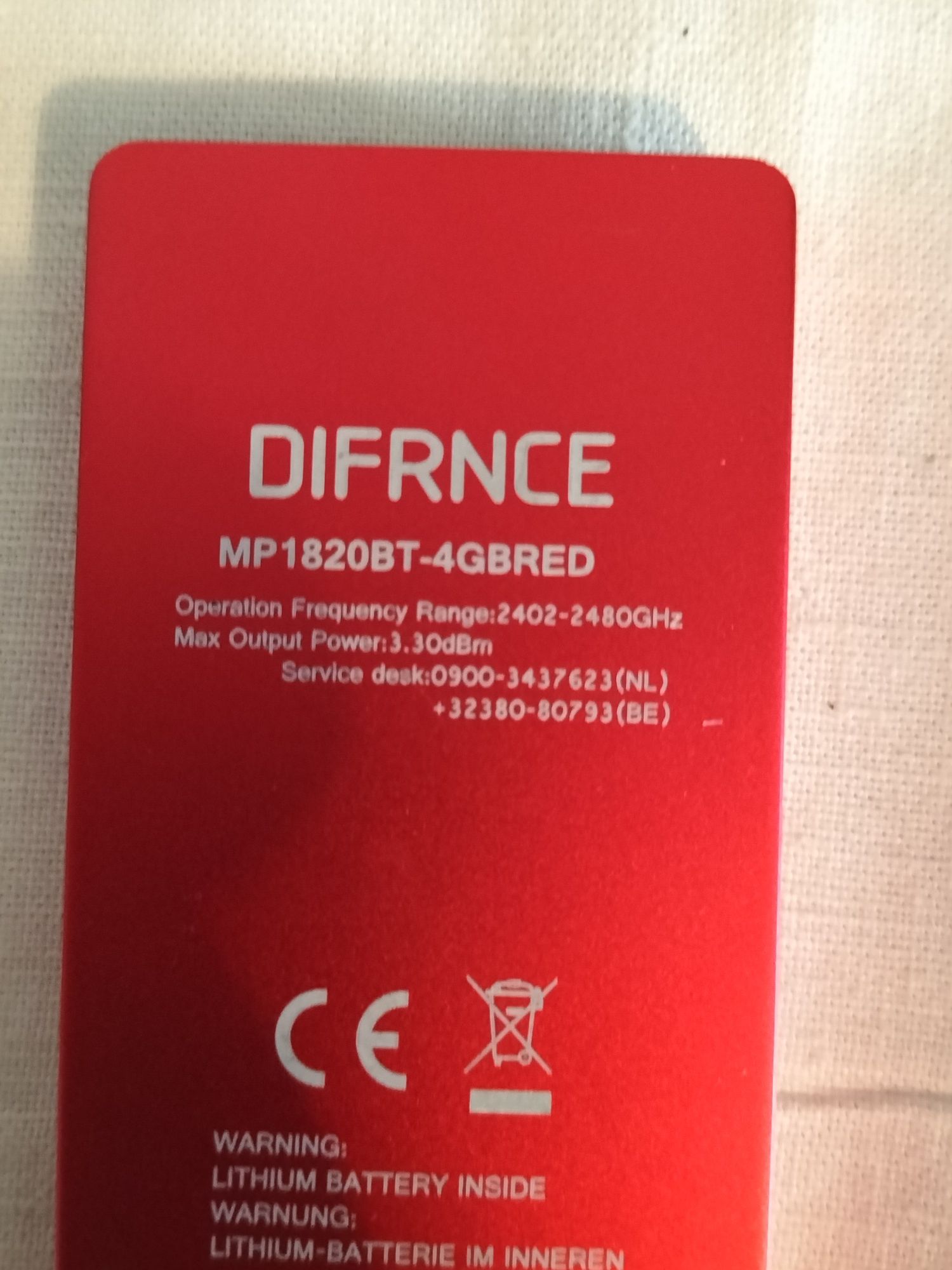 Odtwarzacz MP4 z Bluetooth Difrnce MP-1820 BT kolor czerwony