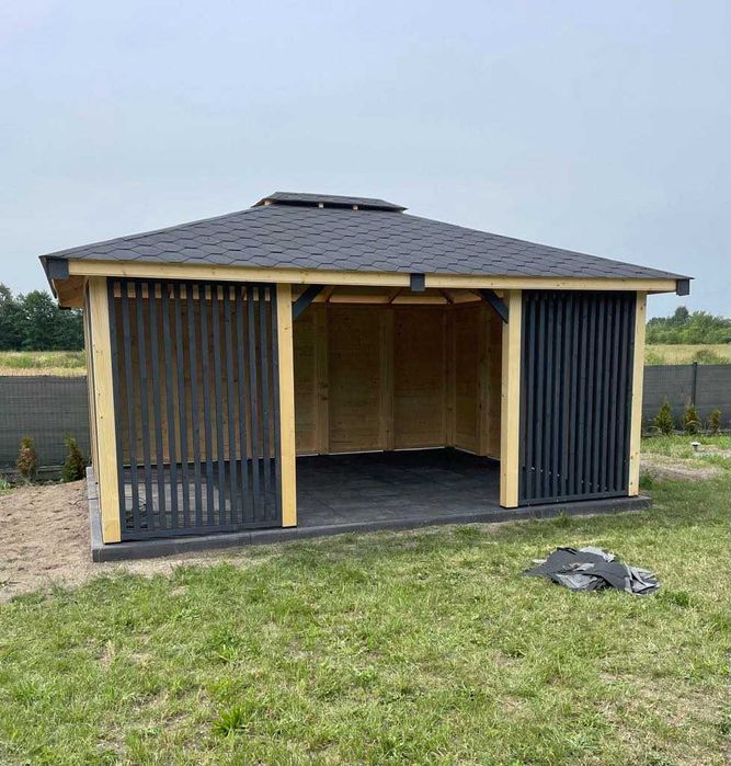 Nowoczesna altana ogrodowa 4x5 | altanka z lamelami | altana drewniana