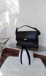 Unique leather fur bag Handmade Luksusowa duża czarna skórzana torebka