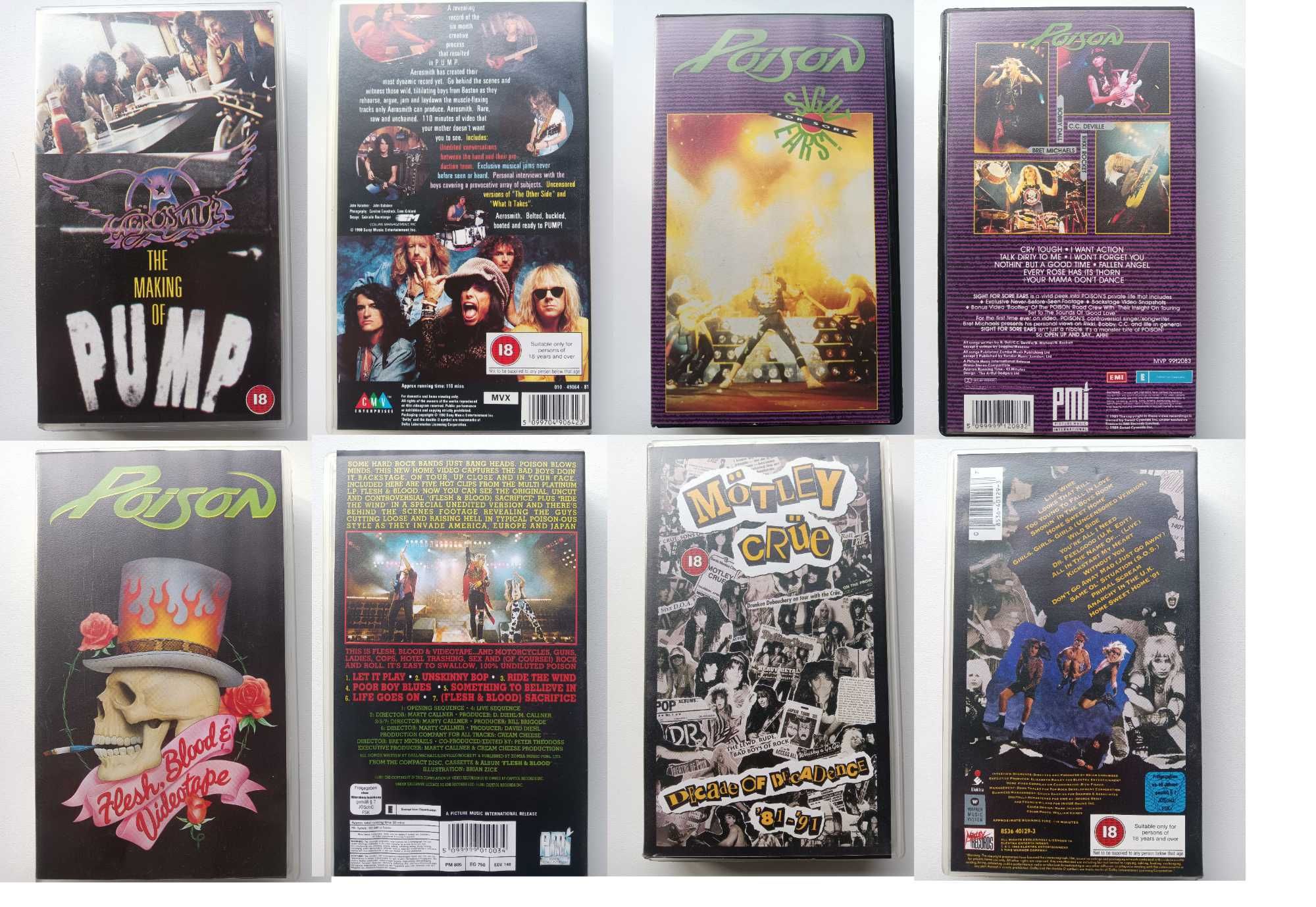 Cassetes VHS (Música - Aerosmith, Megadeth, Joe Satriani)