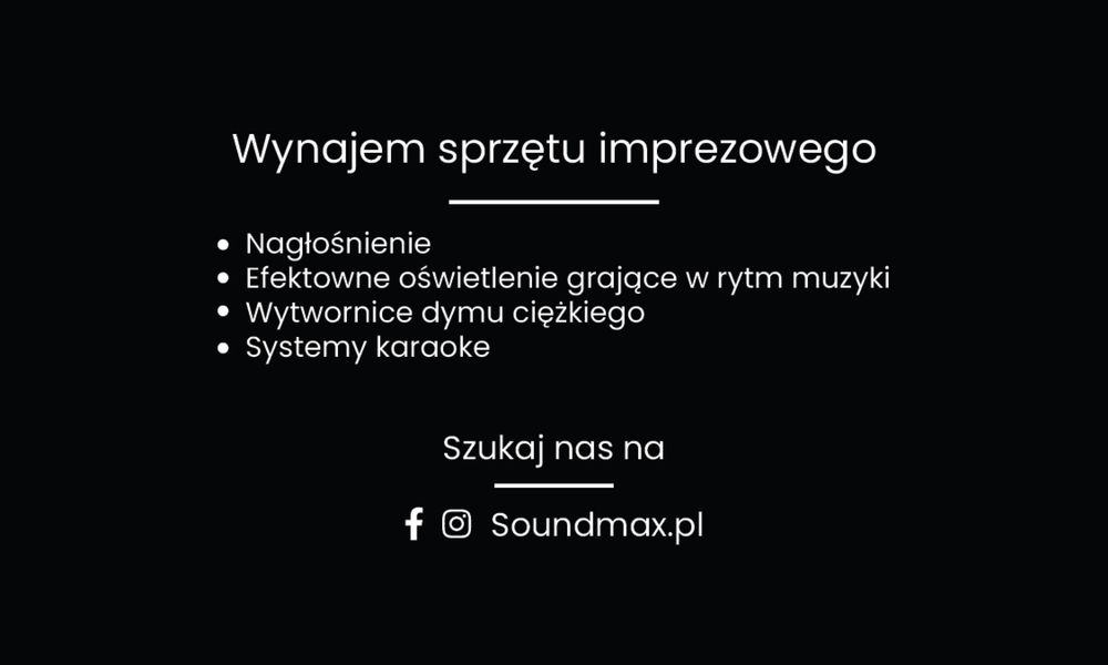 Wynajem naglosnienia oswietlenia ciężki dym na imprezy wesela