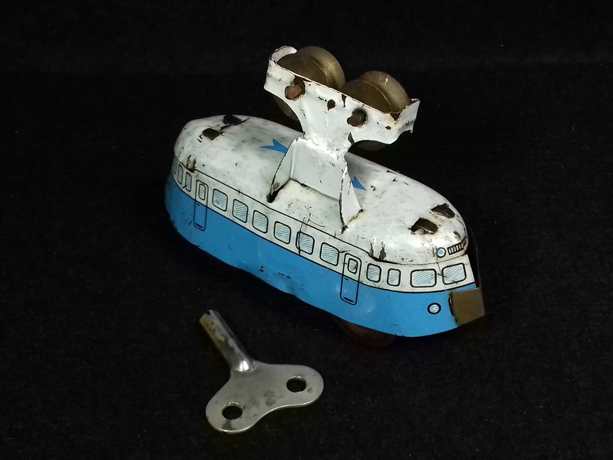 Tin Toy - Elétrico de corda antigo, com chave