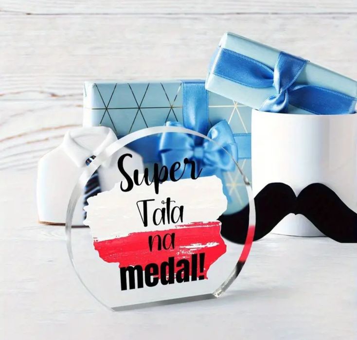 Dzień taty dzień ojca prezent tabliczka super tata na medal nowa