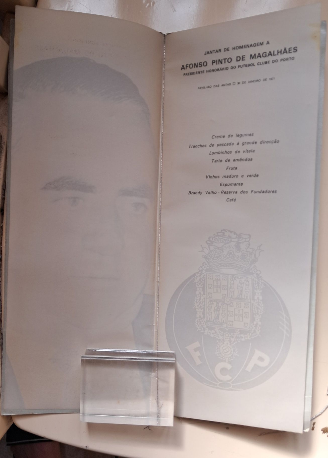 FC Porto,2 Menus do jantar homenagem a Afonso Pinto de Magalhães, 1971